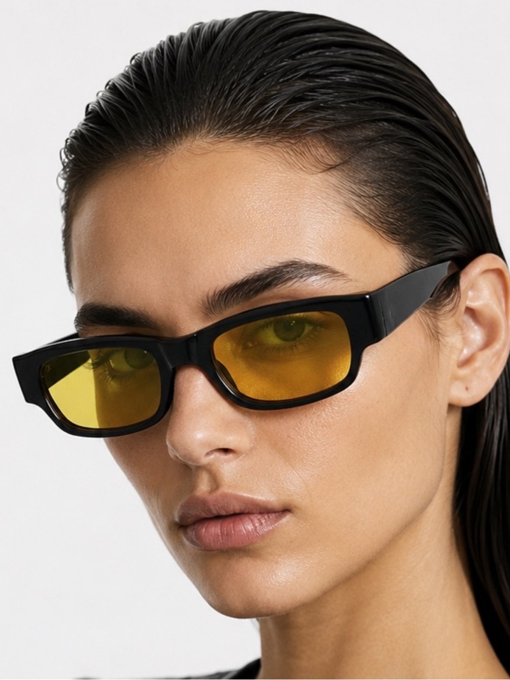 True vintage 1990’s Black Frame Glasses with Yellow Tinted Lenses